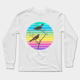 Lark Birds perched on the branches Long Sleeve T-Shirt